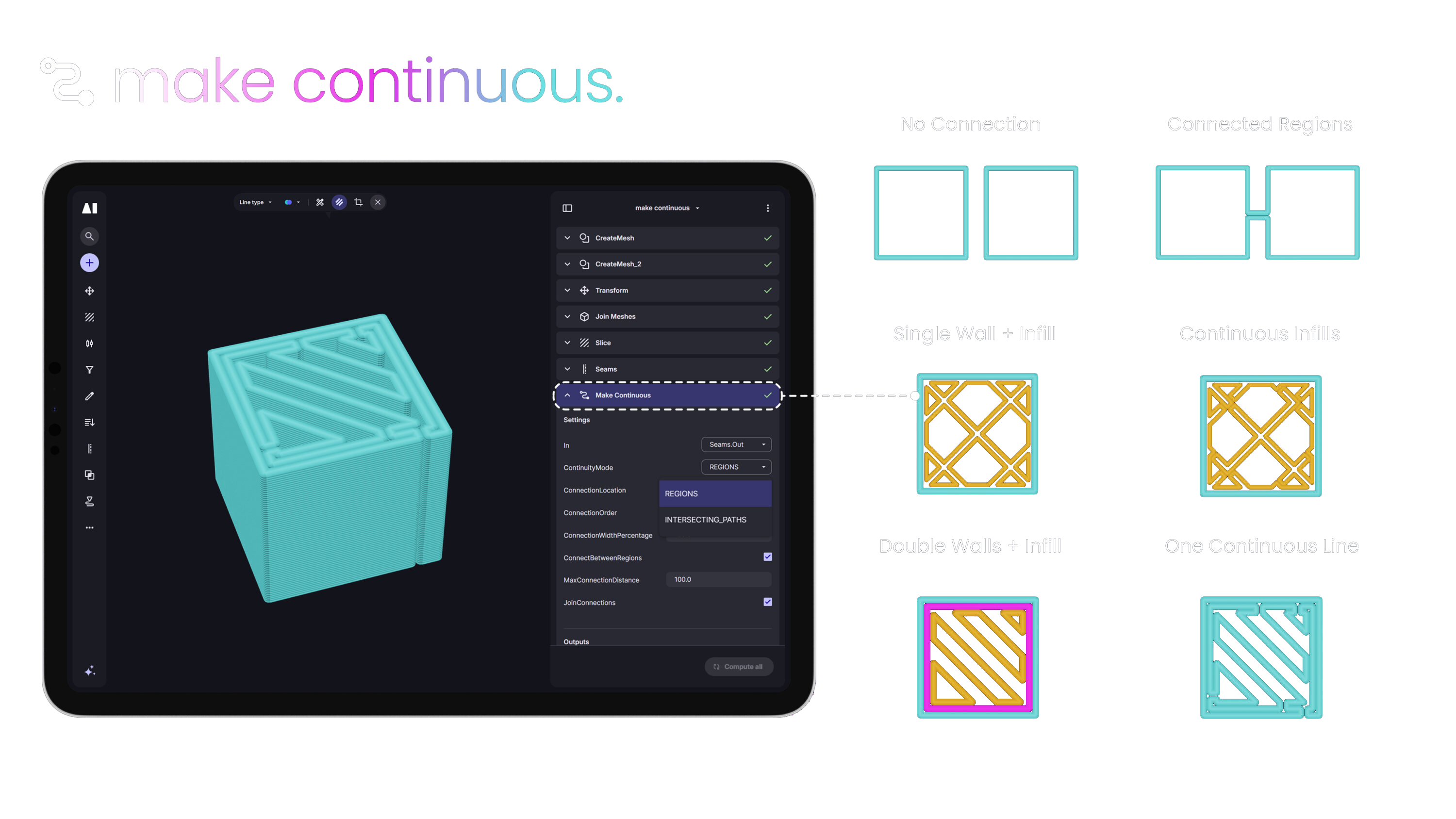 Continuous toolpath generation